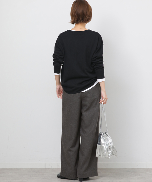 JOURNAL STANDARD relume(ジャーナルスタンダード レリューム)の「ウールミックスフラノイージーワイド(その他パンツ・レディース・チャコールグレー/カーキ/ライトグレー・36/38)」の7枚目の写真