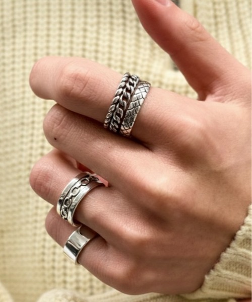 セール】【CHI SELECT】Original Design Alloy Ring Set (3pcs) / Free