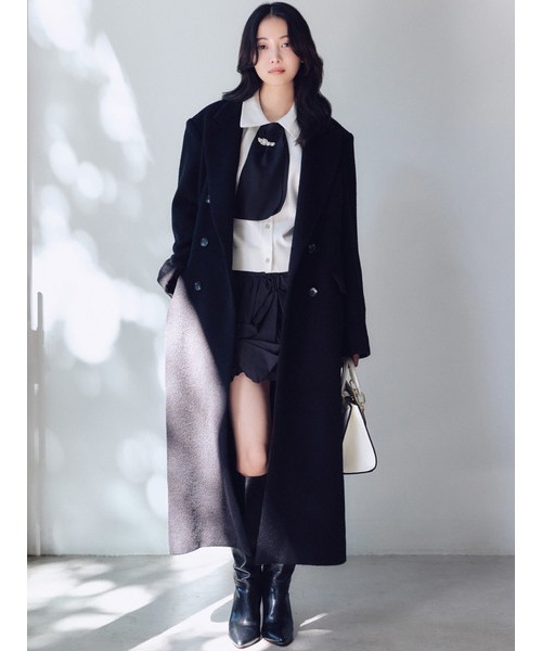 SNIDEL（スナイデル）の「【HIGH QUALITY】チェスターロングコート（チェスターコート・レディース・グレー/ベージュ/ブラック・0/1）」の2枚目の写真