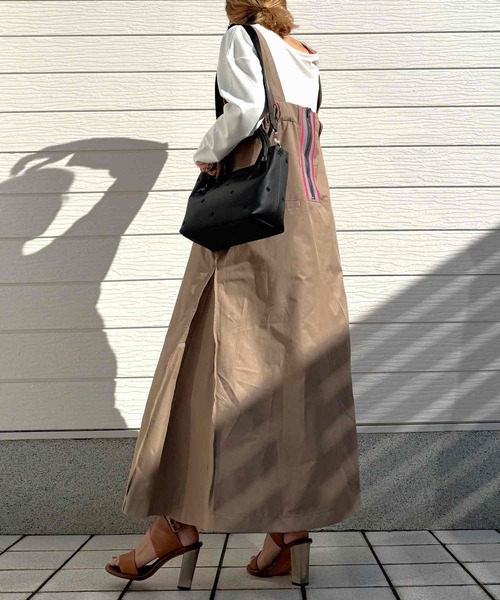 Q（キュー）の「バックリブドッキングプリーツワンピース（ワンピース・レディース・オリーブ/ベージュ・MEDIUM）」の21枚目の写真