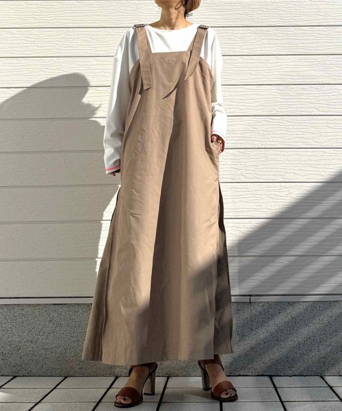 Q（キュー）の「バックリブドッキングプリーツワンピース（ワンピース・レディース・オリーブ/ベージュ・MEDIUM）」の16枚目の写真