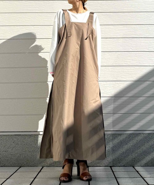 Q（キュー）の「バックリブドッキングプリーツワンピース（ワンピース・レディース・オリーブ/ベージュ・MEDIUM）」の19枚目の写真