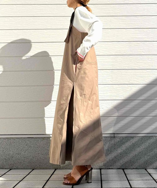 Q（キュー）の「バックリブドッキングプリーツワンピース（ワンピース・レディース・オリーブ/ベージュ・MEDIUM）」の20枚目の写真