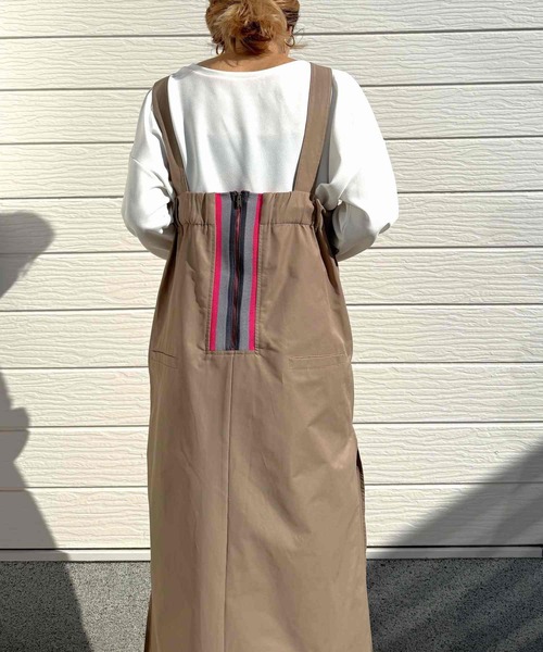 Q（キュー）の「バックリブドッキングプリーツワンピース（ワンピース・レディース・オリーブ/ベージュ・MEDIUM）」の14枚目の写真