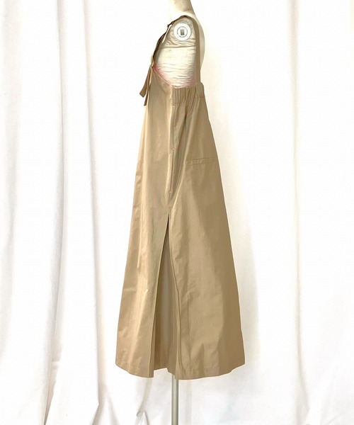 Q（キュー）の「バックリブドッキングプリーツワンピース（ワンピース・レディース・オリーブ/ベージュ・MEDIUM）」の4枚目の写真