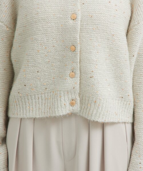 今すぐお届け！・セットアップ可】スパンコールモヘアカーディガン