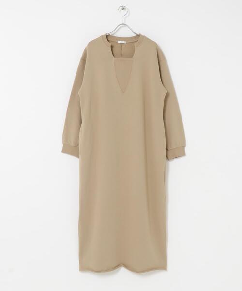 ITEMS URBANRESEARCH(アイテムズ アーバンリサーチ)の「スウェットロングスリーブワンピース(ワンピース・レディース・バーガンディー/ベージュ/チャコールグレー・FREE)」の5枚目の写真