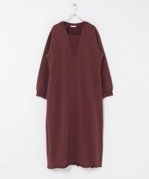ITEMS URBANRESEARCH(アイテムズ アーバンリサーチ)の「スウェットロングスリーブワンピース(ワンピース・レディース・バーガンディー/ベージュ/チャコールグレー・FREE)」の12枚目の写真