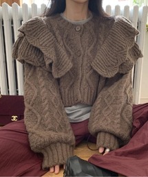 sorule（ソルレ）の「ダブルフリルケーブルニットカーディガン（カーディガン/ボレロ）」