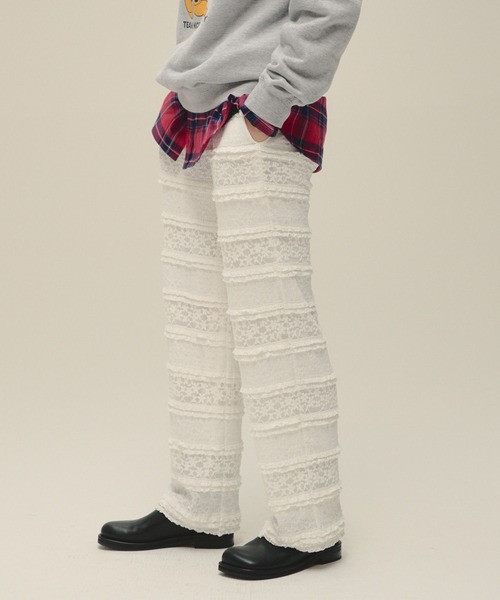 eL（エル）の「【eL】Jacquard Frill Pants/637553（その他パンツ・レディース・オフホワイト/ブラック・FREE）」の5枚目の写真