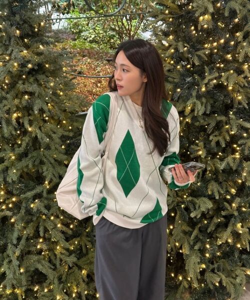 SELITIO(セレティオ)の「アーガイルVネックソフトニットグリーン(ニット/セーター・メンズ・グリーン・MEDIUM/LARGE/X-LARGE)」の5枚目の写真