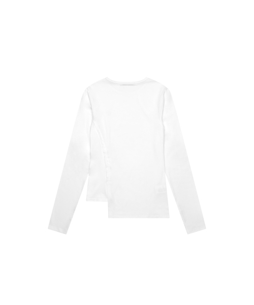 THREE TO EIGHTY(スリートゥエイティー)の「リブパネルクルーネックトップ ホワイト(Tシャツ/カットソー・レディース・その他・FREE)」の5枚目の写真