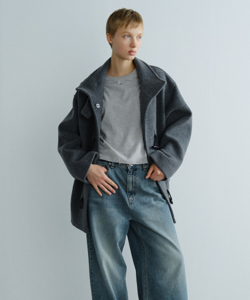 EN OR(エンオール)の「HIGH NECK WOOL DUFFLE COAT - DARK GREY(チェスターコート・レディース・その他・F)」の3枚目の写真