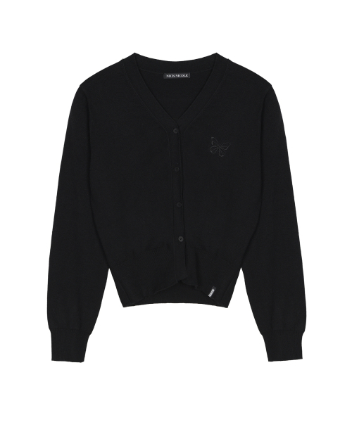 NICK&NICOLE(ニックアンドニコール)の「MINI BUTTERFLY SOFT V-CARDIGAN_BLACK(カーディガン/ボレロ・レディース・その他・FREE)」の4枚目の写真