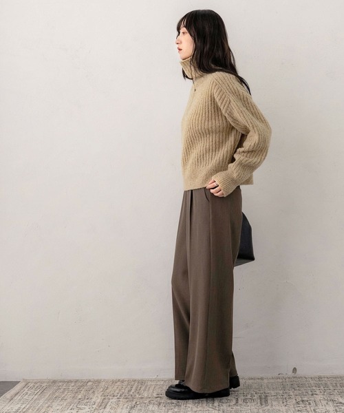 NOAHL（ノアル）の「【NOAHL】ブークレハイネックトップス（ニット/セーター・レディース・ブラウン系その他/チャコール/ベージュ・FREE）」の8枚目の写真