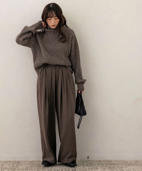 NOAHL（ノアル）の「【NOAHL】ブークレハイネックトップス（ニット/セーター・レディース・ブラウン系その他/チャコール/ベージュ・FREE）」の21枚目の写真