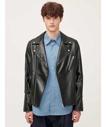 SLOWUNIVERSE（スローユニバース）の「UNISEX CLASSIC LAMBSKIN RIDERS JACKET (BLACK)（ライダースジャケット）」