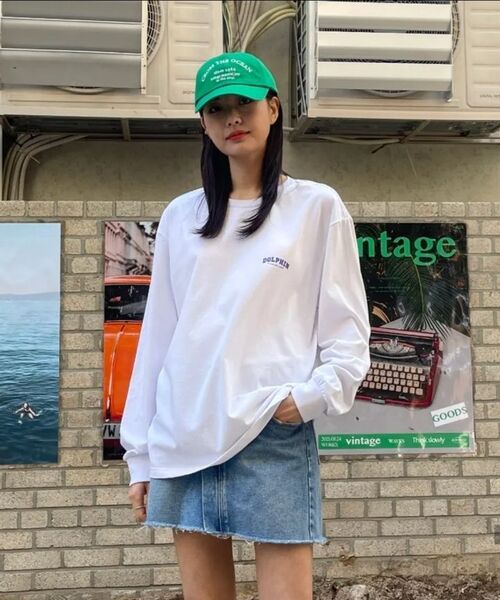 DOLPHIN WAVE APPAREL（ドルフィンウェーブアパレル）の「[2パック] ドルフィンアーチロゴロングスリーブTシャツ ホワイトライトカーキ（Tシャツ/カットソー・メンズ・その他・MEDIUM/LARGE/X-LARGE）」の14枚目の写真