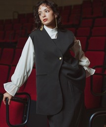 Callarus（カラルス）の「【オケージョン対応】アシメカーブデザインジレ＋キャミソールワンピースアンサンブル〔Callarus〕（スーツセット）」