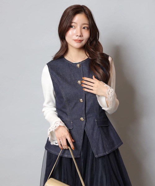 Apuweiser-riche（アプワイザーリッシェ）の「ジレチュールドッキングワンピース（ワンピース・レディース・ネイビー・2/1/0）」の6枚目の写真