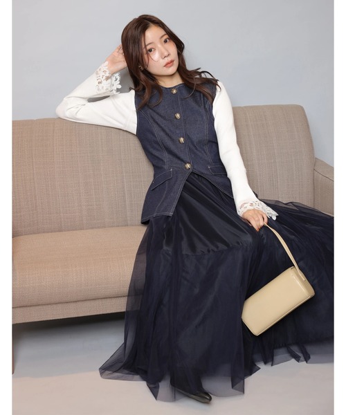 Apuweiser-riche（アプワイザーリッシェ）の「ジレチュールドッキングワンピース（ワンピース・レディース・ネイビー・2/1/0）」の12枚目の写真