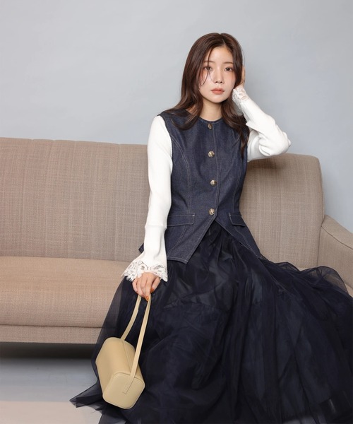 Apuweiser-riche（アプワイザーリッシェ）の「ジレチュールドッキングワンピース（ワンピース・レディース・ネイビー・2/1/0）」の14枚目の写真