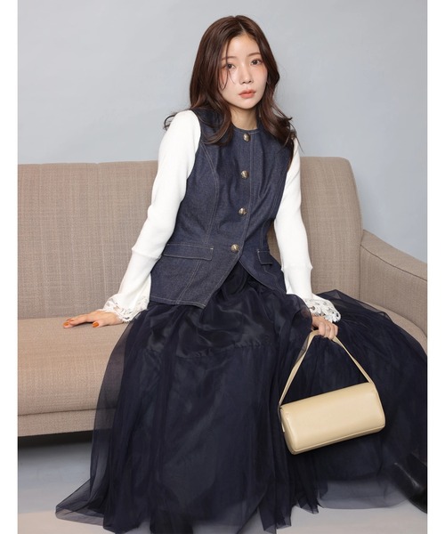 Apuweiser-riche（アプワイザーリッシェ）の「ジレチュールドッキングワンピース（ワンピース・レディース・ネイビー・2/1/0）」の15枚目の写真