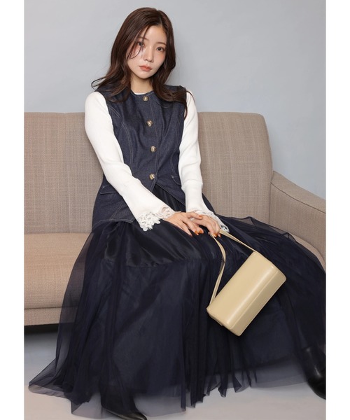 Apuweiser-riche（アプワイザーリッシェ）の「ジレチュールドッキングワンピース（ワンピース・レディース・ネイビー・2/1/0）」の16枚目の写真