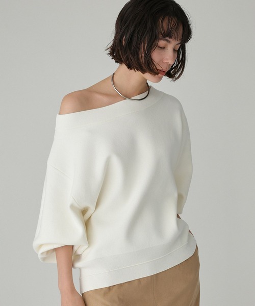 BABYLONE（バビロン）の「スウェットライクニットプルオーバー（ニット/セーター・レディース・ピンク/ホワイト/グレー・フリー）」の2枚目の写真