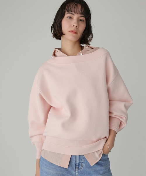 BABYLONE（バビロン）の「スウェットライクニットプルオーバー（ニット/セーター・レディース・ピンク/ホワイト/グレー・フリー）」の3枚目の写真