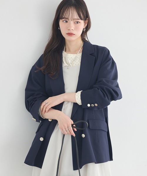 earth music&ecology（アースミュージックアンドエコロジー）の「【2026SS】ダブルジャケット（テーラードジャケット・レディース・ダークネイビー/ライトグレー/ライトベージュ・FREE）」の3枚目の写真