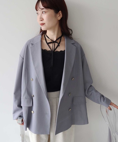 earth music&ecology（アースミュージックアンドエコロジー）の「【2026SS】ダブルジャケット（テーラードジャケット・レディース・ダークネイビー/ライトグレー/ライトベージュ・FREE）」の2枚目の写真