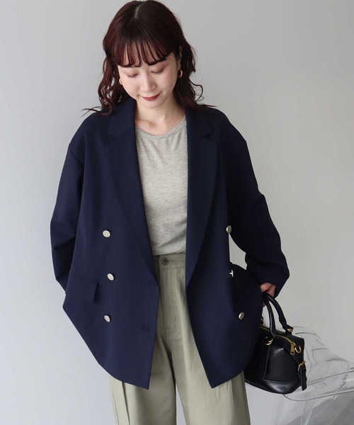 earth music&ecology（アースミュージックアンドエコロジー）の「【2026SS】ダブルジャケット（テーラードジャケット・レディース・ダークネイビー/ライトグレー/ライトベージュ・FREE）」の13枚目の写真