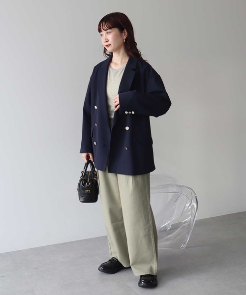 earth music&ecology（アースミュージックアンドエコロジー）の「【2026SS】ダブルジャケット（テーラードジャケット・レディース・ダークネイビー/ライトグレー/ライトベージュ・FREE）」の15枚目の写真