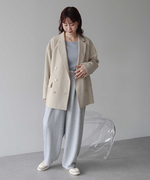 earth music&ecology（アースミュージックアンドエコロジー）の「【2026SS】ダブルジャケット（テーラードジャケット・レディース・ダークネイビー/ライトグレー/ライトベージュ・FREE）」の6枚目の写真