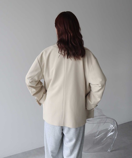 earth music&ecology（アースミュージックアンドエコロジー）の「【2026SS】ダブルジャケット（テーラードジャケット・レディース・ダークネイビー/ライトグレー/ライトベージュ・FREE）」の5枚目の写真