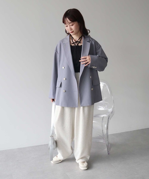 earth music&ecology（アースミュージックアンドエコロジー）の「【2026SS】ダブルジャケット（テーラードジャケット・レディース・ダークネイビー/ライトグレー/ライトベージュ・FREE）」の11枚目の写真