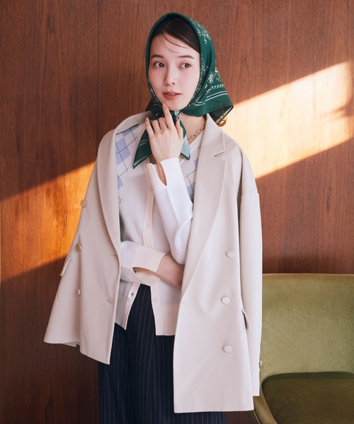 earth music&ecology（アースミュージックアンドエコロジー）の「【2026SS】ダブルジャケット（テーラードジャケット・レディース・ダークネイビー/ライトグレー/ライトベージュ・FREE）」の18枚目の写真