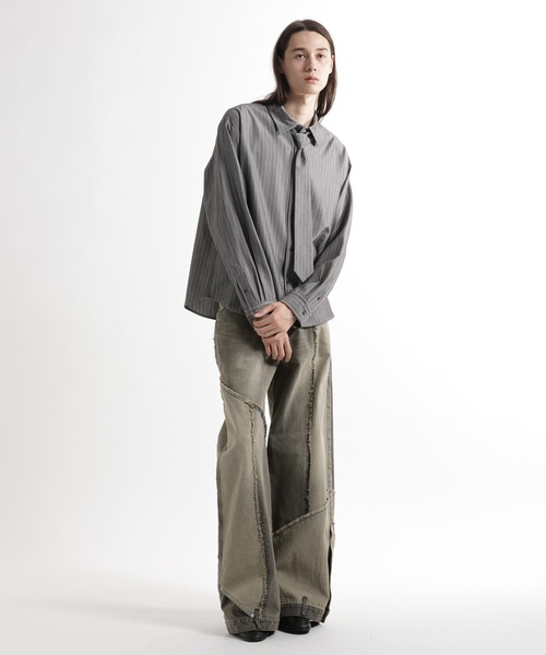 HARE（ハレ）の「アソートネクタイシャツ(HARE)（シャツ/ブラウス・メンズ・グレー/ストライプ/ブラック/ブラウン・SMALL/MEDIUM）」の13枚目の写真