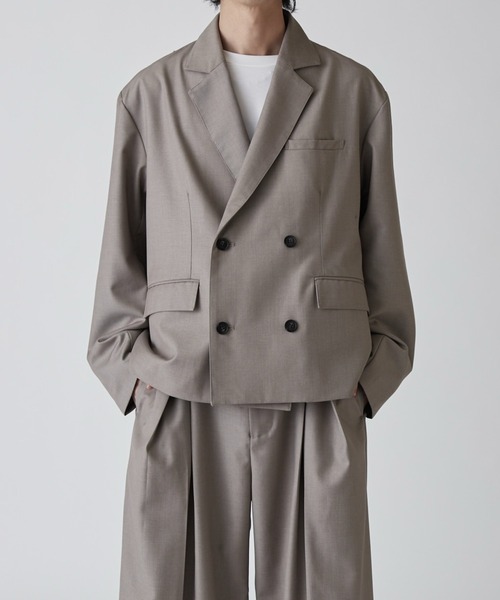 Lui's（ルイス）の「【Neucon】BOX WIDE SHORT DOUBLE JACKET / ボックスワイドショートダブルジャケット / セットアップ対応（テーラードジャケット・メンズ・ブラック/グレー・1/2）」の15枚目の写真