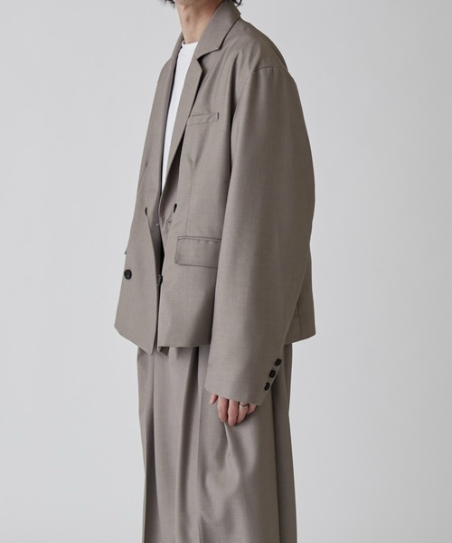 Lui's（ルイス）の「【Neucon】BOX WIDE SHORT DOUBLE JACKET / ボックスワイドショートダブルジャケット / セットアップ対応（テーラードジャケット・メンズ・ブラック/グレー・1/2）」の17枚目の写真