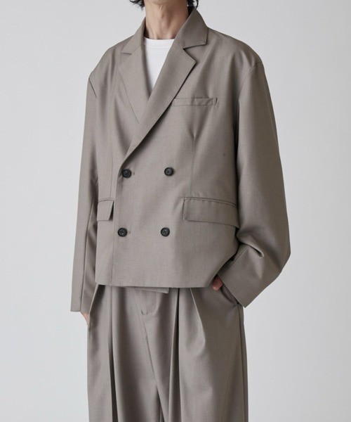 Lui's（ルイス）の「【Neucon】BOX WIDE SHORT DOUBLE JACKET / ボックスワイドショートダブルジャケット / セットアップ対応（テーラードジャケット・メンズ・ブラック/グレー・1/2）」の16枚目の写真