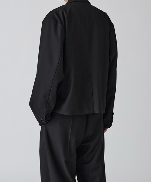 Lui's（ルイス）の「【Neucon】BOX WIDE SHORT DOUBLE JACKET / ボックスワイドショートダブルジャケット / セットアップ対応（テーラードジャケット・メンズ・ブラック/グレー・1/2）」の7枚目の写真