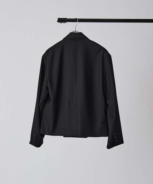 Lui's（ルイス）の「【Neucon】BOX WIDE SHORT DOUBLE JACKET / ボックスワイドショートダブルジャケット / セットアップ対応（テーラードジャケット・メンズ・ブラック/グレー・1/2）」の22枚目の写真
