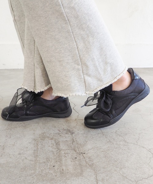 byあしながおじさん(バイアシナガオジサン)の「オーガンジーリボンスニーカー 8710647(スニーカー・レディース・ブラック/ピンク/プラチナム・S/M/L/LL)」の17枚目の写真