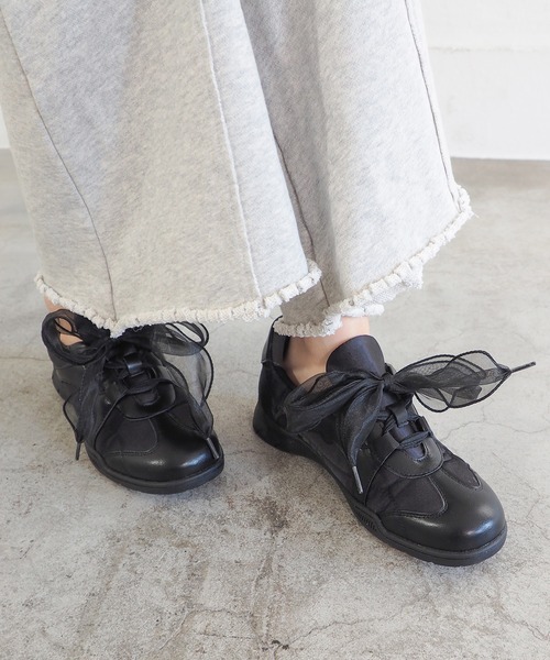 byあしながおじさん(バイアシナガオジサン)の「オーガンジーリボンスニーカー 8710647(スニーカー・レディース・ブラック/ピンク/プラチナム・S/M/L/LL)」の19枚目の写真