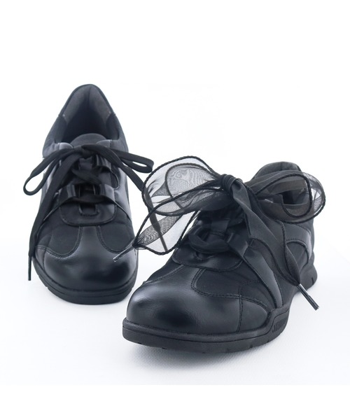 byあしながおじさん(バイアシナガオジサン)の「オーガンジーリボンスニーカー 8710647(スニーカー・レディース・ブラック/ピンク/プラチナム・S/M/L/LL)」の10枚目の写真