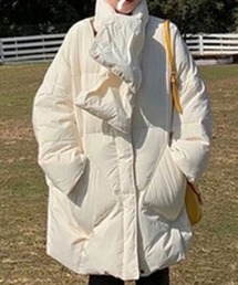 LUMIRA（アパレル）（ルミラ）の「ダウン90％ マフラー付き軽量ダウンジャケット  ノーカラー ダウンコート（Bタイプ）（ダウンジャケット/コート）」