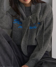 KOBE LETTUCE | 2点セットスカーフ付きロゴニット(ニット/セーター)