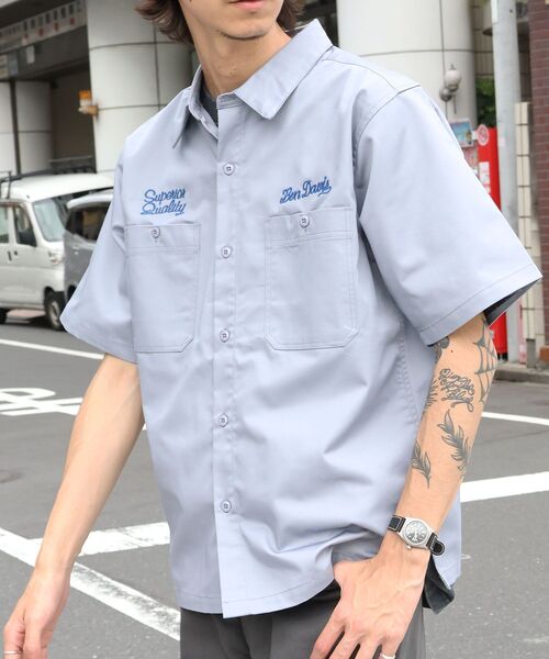 BEN DAVIS(ベンデイビス)の「【BEN DAVIS(ベンデイビス)】RACER S/S WORK SHIRT / 半袖 シャツ ワーク レギュラーカラー ボックスシルエット(シャツ/ブラウス・メンズ・ダークグリーン/ブラック/ライトグレー・MEDIUM/LARGE/X-LARGE)」の5枚目の写真